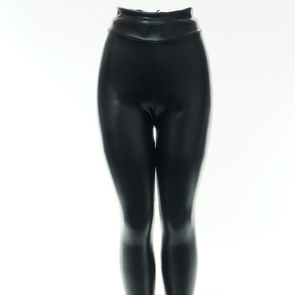 USA NEW STYLE HIGH WAISTED WOMEN PU LEATHER LEGGINGS PANT SHINY BLACK